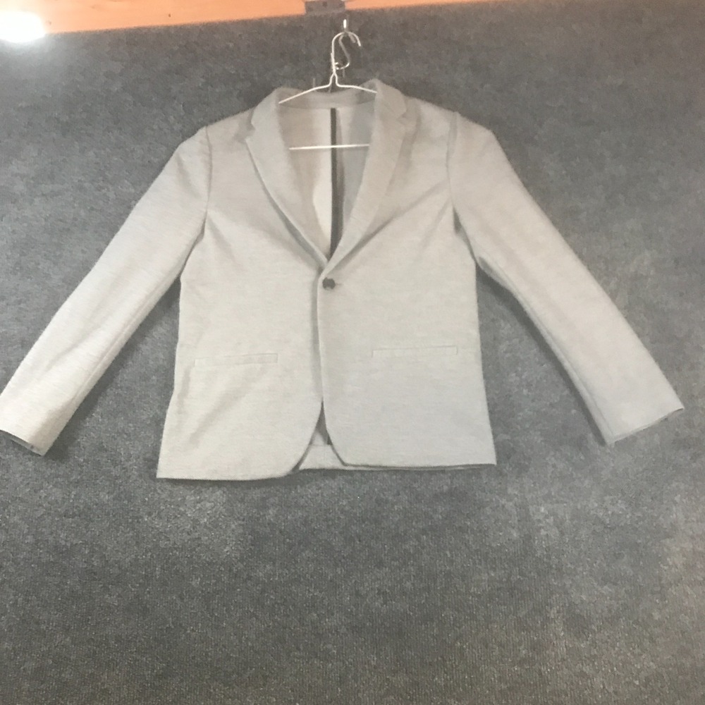 Zara Blazer Jacket Unisex Kids 10 Gray Stretch Notch Lapel Single Breasted